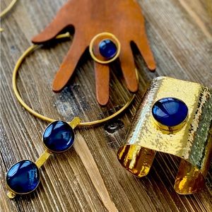 Handmade Brass Jewelry with Colored Glass Accents